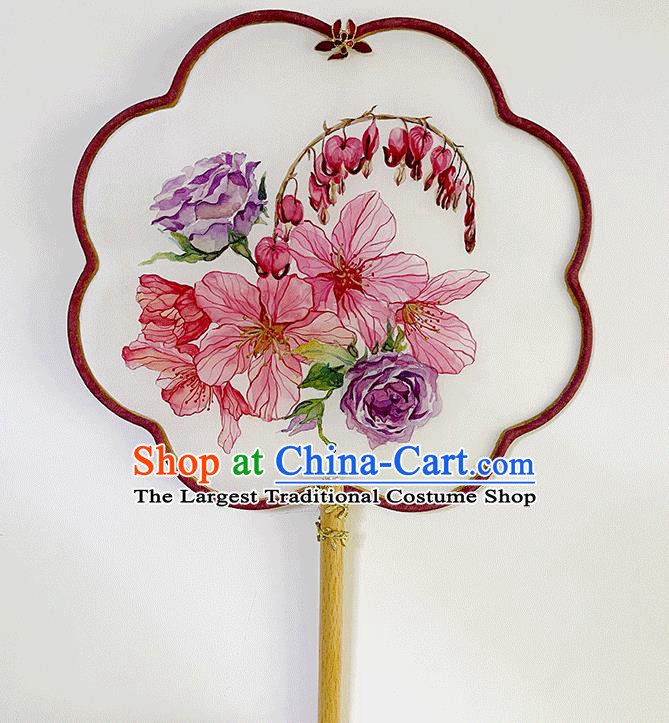 Chinese Classical Dance Palace Fan Hand Painting Fans Bride Fan Traditional Wedding Fan