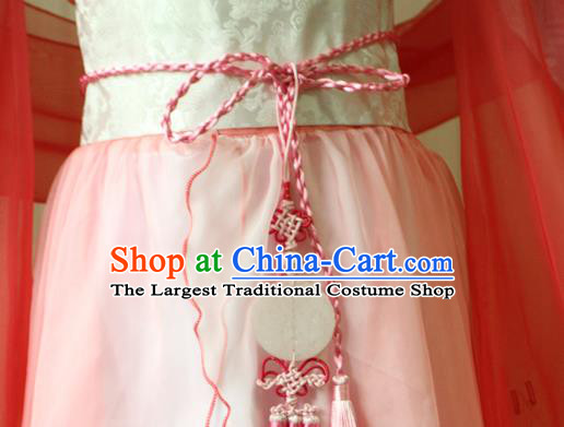 China Traditional Song Dynasty Princess Pink Hanfu Dress Cosplay Swordswoman Clothing Ancient Palace Lady Garments