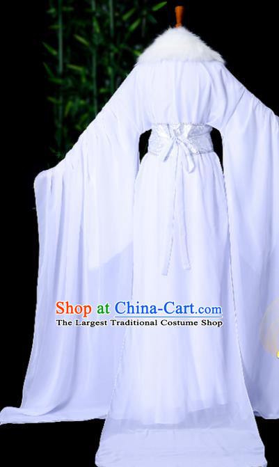 Chinese Ancient Young Knight Garment Costumes Cosplay Swordsman Xie Lian White Hanfu Clothing Traditional Jin Dynasty Prince Apparels