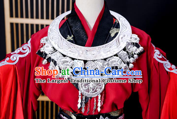 Chinese Cosplay Swordsman Hua Cheng Red Hanfu Clothing Traditional Jin Dynasty King Apparels Ancient Young Knight Garment Costumes