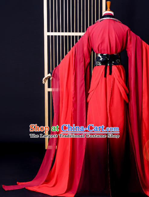 Chinese Cosplay Swordsman Hua Cheng Red Hanfu Clothing Traditional Jin Dynasty King Apparels Ancient Young Knight Garment Costumes