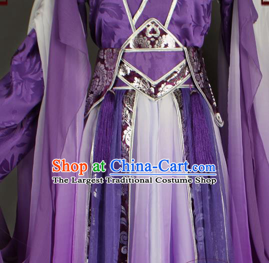 Chinese Traditional Jin Dynasty Childe Apparels Ancient King Purple Garment Costumes Cosplay Swordsman Dong Hua Hanfu Clothing