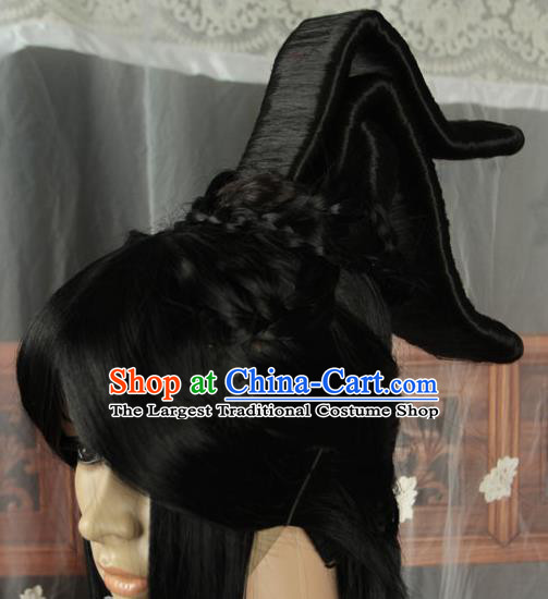 China Traditional Jin Dynasty Palace Beauty Wigs Ancient Fairy Dance Hair Chignon Headdress