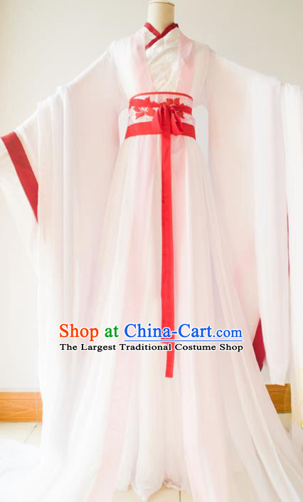 Chinese Ancient Childe Garment Costumes Cosplay Swordsman Bai He Hanfu Clothing Traditional Tang Dynasty Young Hero Apparels
