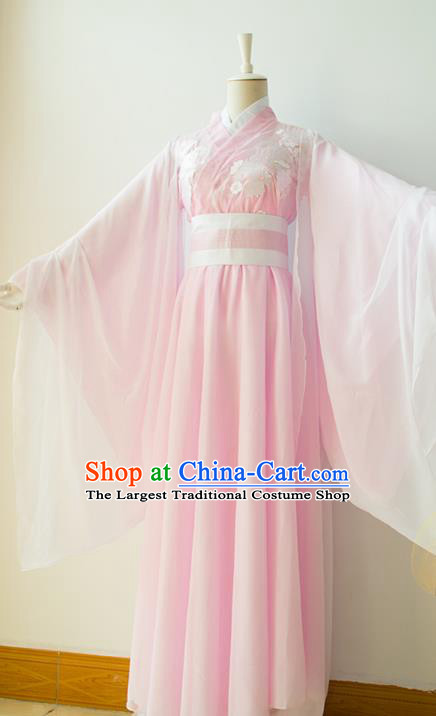 China Traditional Jin Dynasty Princess Pink Hanfu Dress Cosplay Fairy Jin Ni Clothing Ancient Young Beauty Garments