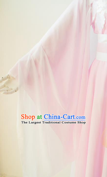 China Traditional Jin Dynasty Princess Pink Hanfu Dress Cosplay Fairy Jin Ni Clothing Ancient Young Beauty Garments