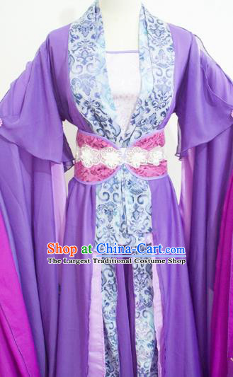 China Cosplay Goddess Jiang Chenyu Clothing Ancient Queen Garments Traditional Song Dynasty Empress Purple Hanfu Dress
