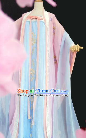 China Cosplay Fairy Clothing Ancient Court Princess Garments Traditional Tang Dynasty Palace Lady Blue Hanfu Dress