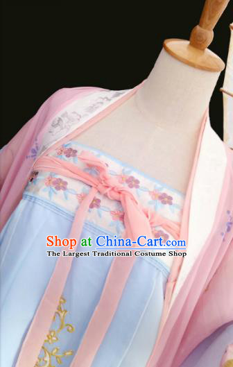 China Cosplay Fairy Clothing Ancient Court Princess Garments Traditional Tang Dynasty Palace Lady Blue Hanfu Dress