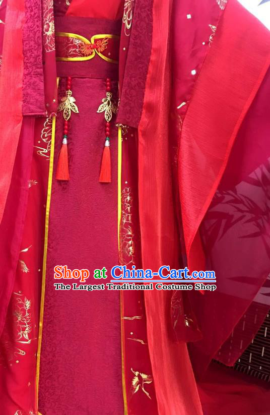 Chinese Ancient Emperor Garment Costumes Cosplay Swordsman Wei Wuxian Red Clothing Traditional Han Dynasty Monarch Apparels