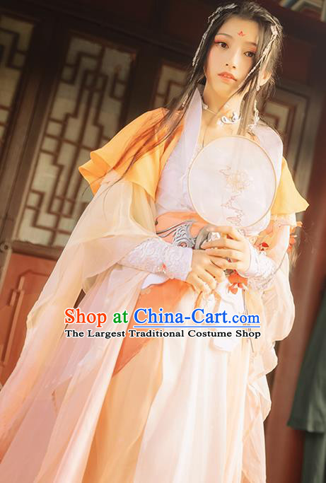 China Traditional Tang Dynasty Princess Hanfu Dress Cosplay Female Swordsman Fu Wanqing Clothing Ancient Fairy Garments