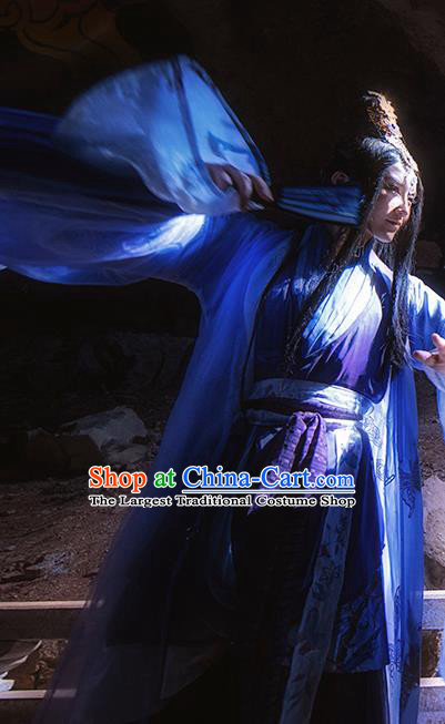 China Ancient Prince Apparels Jin Dynasty Childe Garment Costumes Traditional Cosplay Swordsman Purple Hanfu Clothing