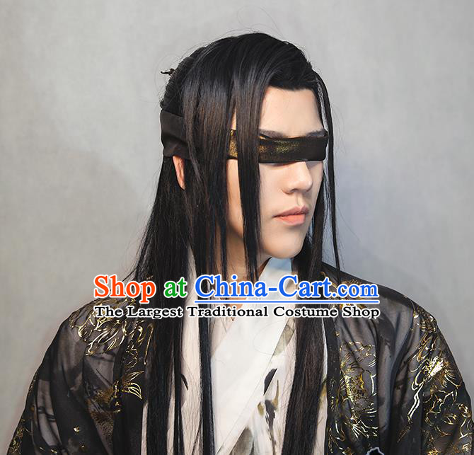 Chinese Traditional Jin Dynasty Knight Apparels Ancient Taoist Priest Garment Costumes Cosplay Swordsman Chang Geng Black Clothing