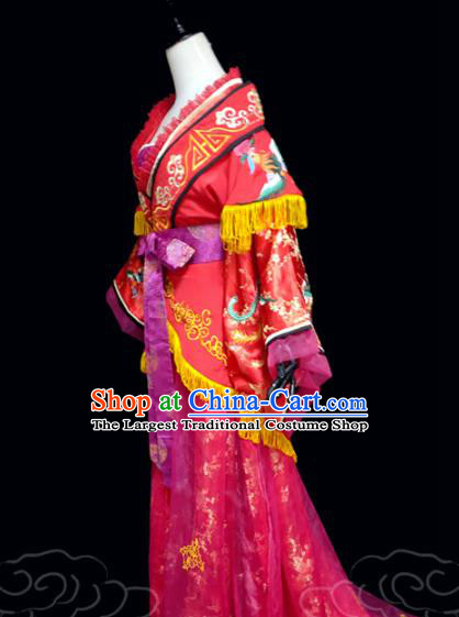 China Ancient Noble Lady Wedding Garments Traditional Tang Dynasty Princess Red Hanfu Dress Cosplay Drama Du Bingyan Clothing