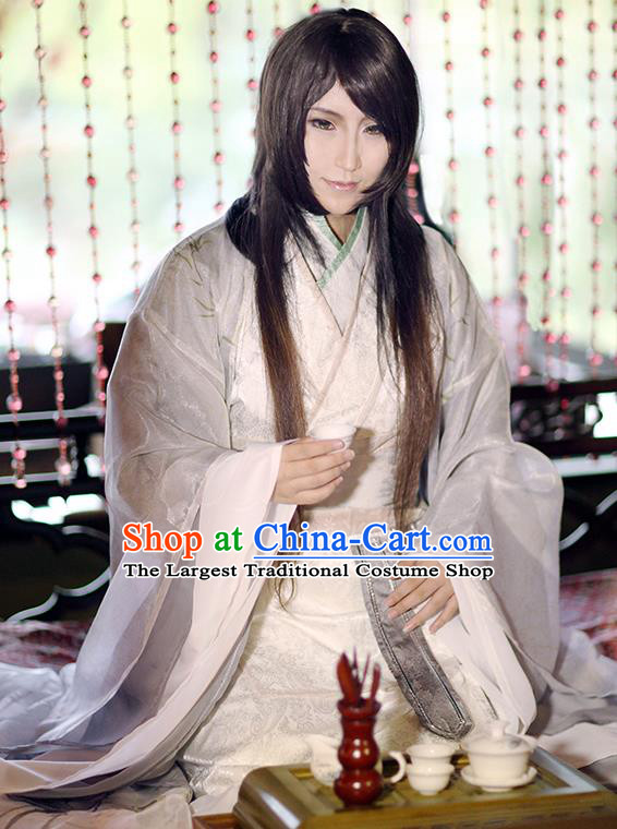 China Traditional Cosplay Immortal Su Moye White Hanfu Clothing Ancient Young Childe Apparels Qin Dynasty Prince Garment Costumes