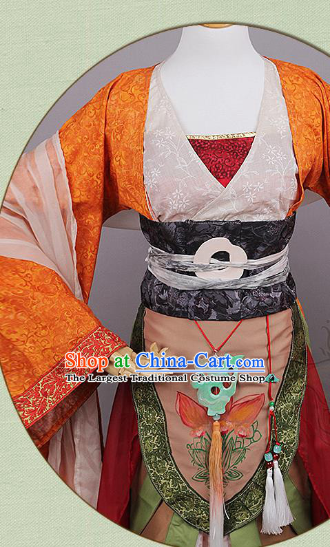 China Cosplay Court Beauty Chu Yu Clothing Ancient Noble Woman Garments Traditional Southern and Northern Dynasties Princess Hanfu Dress