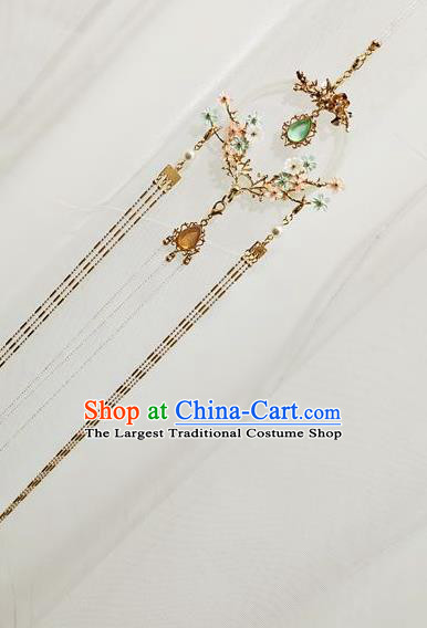 Chinese Ming Dynasty Princess Waist Accessories Traditional Ancient Hanfu Jade Tassel Belt Pendant