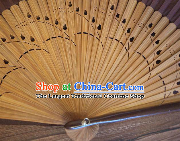 China Bamboo Fan Classical Brown Silk Accordion Handmade Fans Traditional Dance Folding Fan