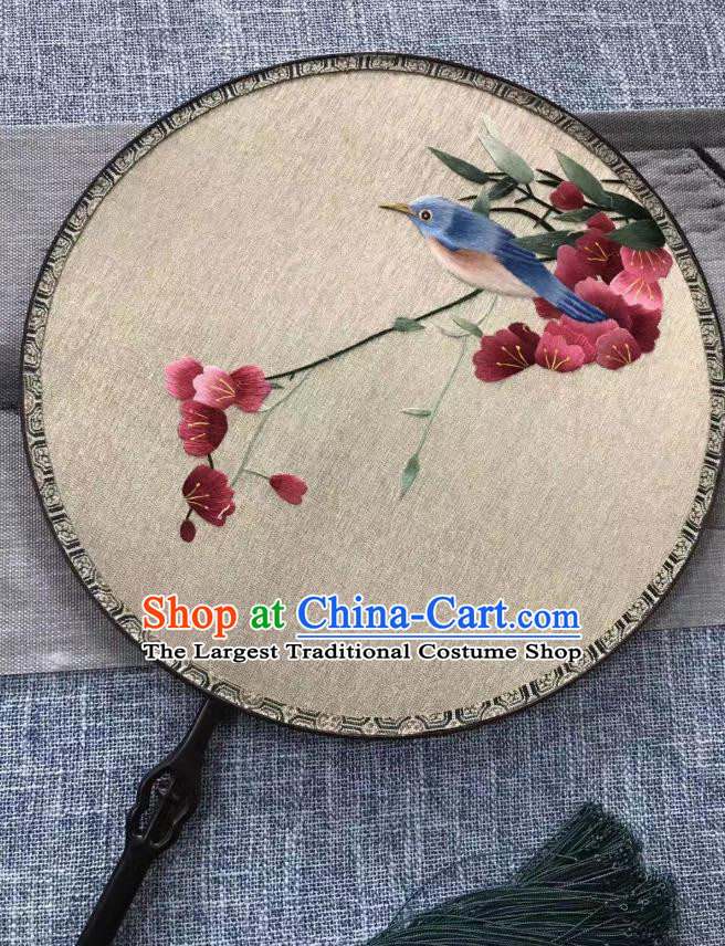 China Cheongsam Show Circular Fan Classical Dance Palace Fan Handmade Kesi Begonia Bird Fan Traditional Silk Fans