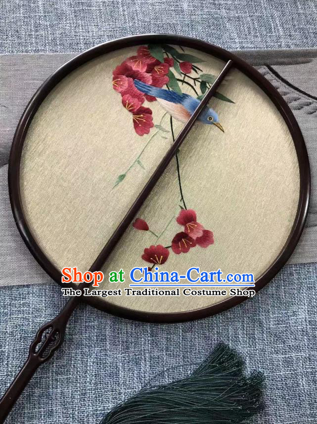 China Cheongsam Show Circular Fan Classical Dance Palace Fan Handmade Kesi Begonia Bird Fan Traditional Silk Fans