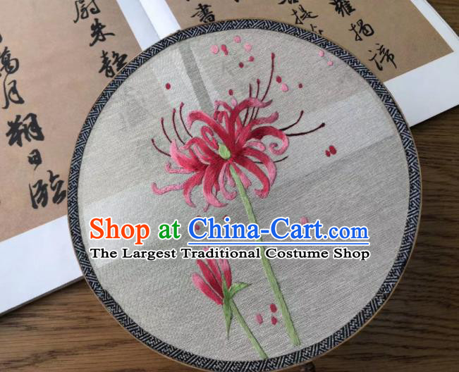China Traditional Silk Fans Cheongsam Dance Circular Fan Classical Palace Fan Handmade Double Side Suzhou Embroidered Fan