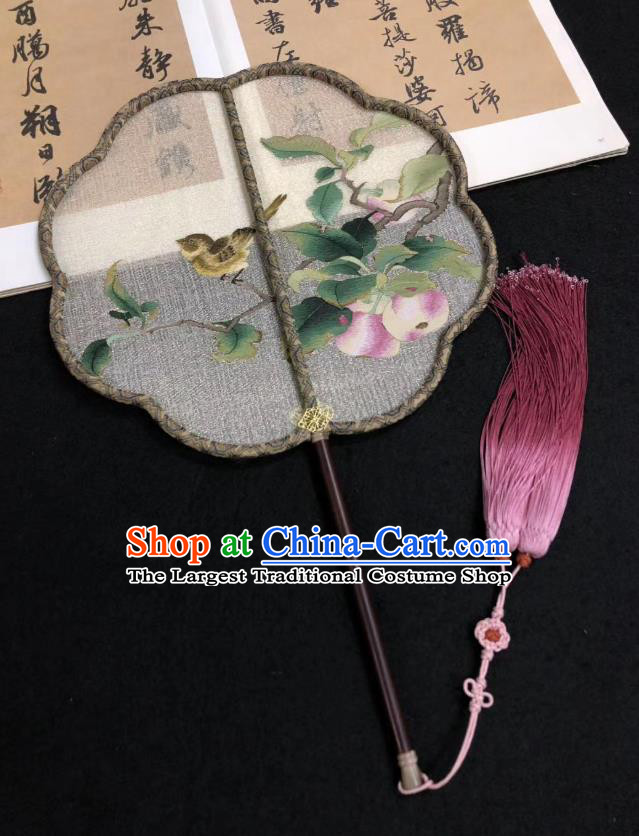 China Cheongsam Dance Kesi Fan Classical Palace Fan Handmade Double Side Suzhou Embroidered Fan Traditional Silk Fans