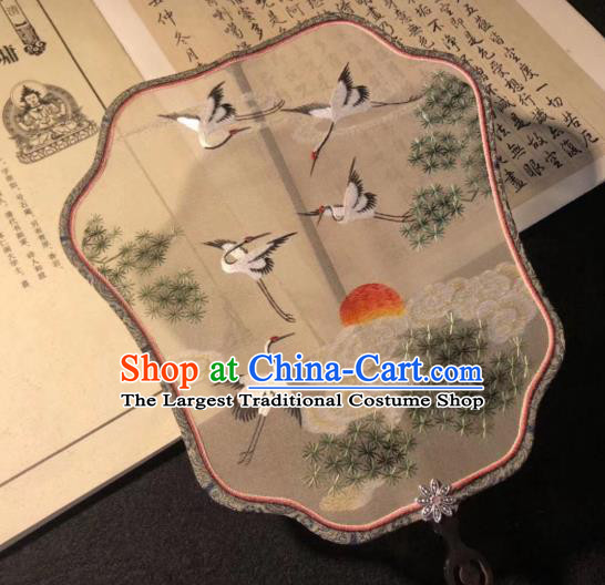 China Traditional Hanfu Silk Fan Classical Palace Fan Embroidered Double Side Fan Handmade Qing Dynasty Court Fans
