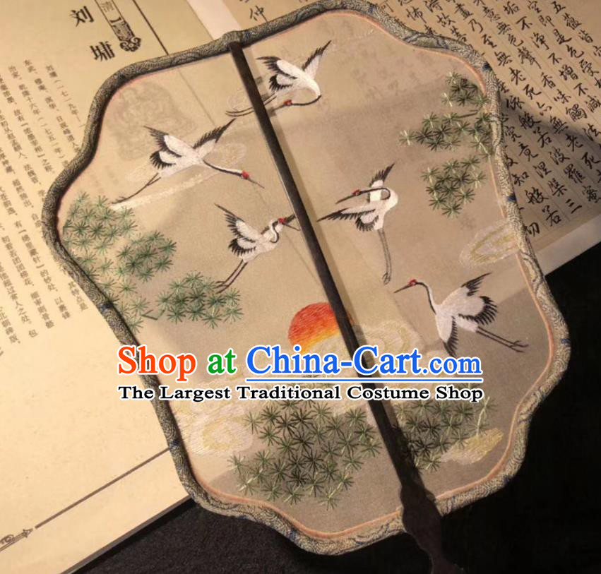 China Traditional Hanfu Silk Fan Classical Palace Fan Embroidered Double Side Fan Handmade Qing Dynasty Court Fans