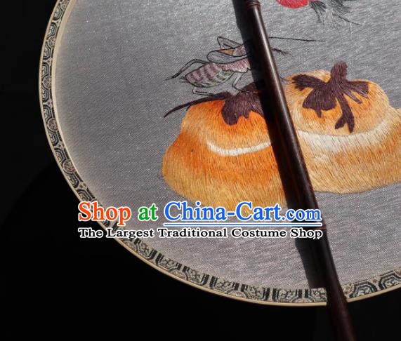 China Handmade Double Side Fan Classical Dance Kesi Fans Traditional Hanfu Silk Fan Suzhou Embroidered Persimmon Peach Palace Fan