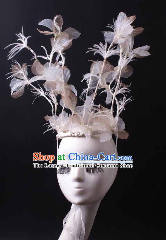 Top Rio Carnival Decorations Halloween Cosplay Hair Accessories Stage Show Silk Flowers Hair Crown Baroque Giant Headdress