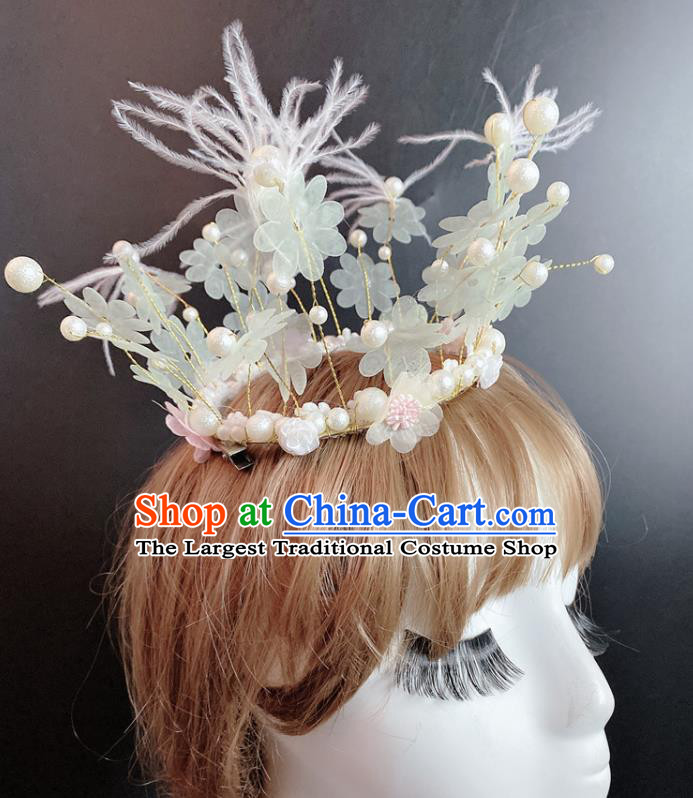 Top Baroque Princess Giant Headdress Rio Carnival Decorations Halloween Cosplay Hair Accessories Stage Show Pearls Royal Crown