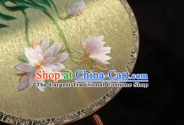China Classical Kesi Fans Traditional Hanfu Silk Fan Suzhou Embroidered Epiphyllum Palace Fan Handmade Double Side Circular Fan