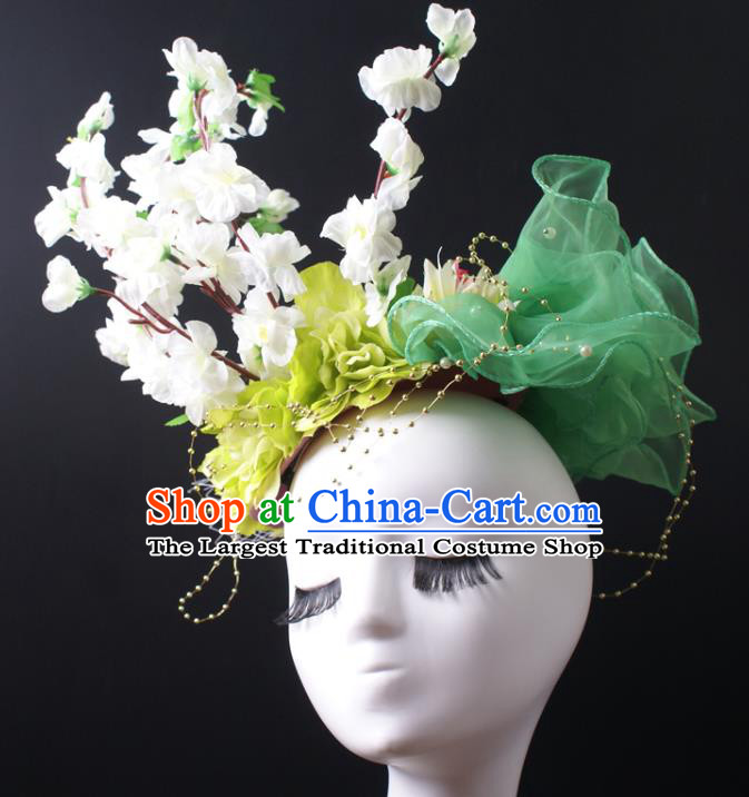 Top Halloween Cosplay Hair Accessories Stage Show Silk Flowers Hair Crown Brazil Parade Giant Headpiece Rio Carnival Decorations