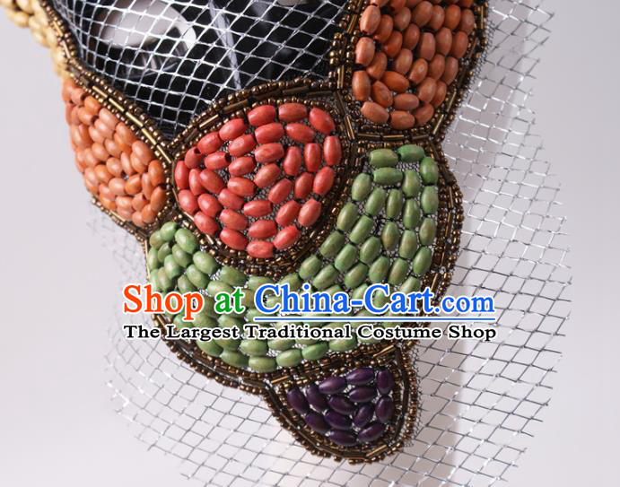 Handmade Beads Face Mask Halloween Stage Performance Blinder Headpiece Cosplay Party Deluxe Branch Mask
