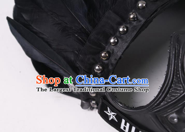 Party Performance Rivets Face Mask Professional Rio Carnival Headwear Cosplay Black Feather Mask