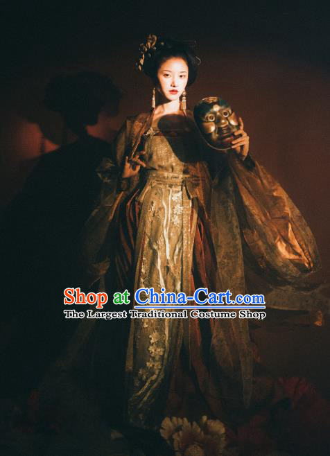 China Tang Dynasty Imperial Concubine Historical Clothing Traditional Ancient Court Woman Hanfu Dress Garments Complete Set
