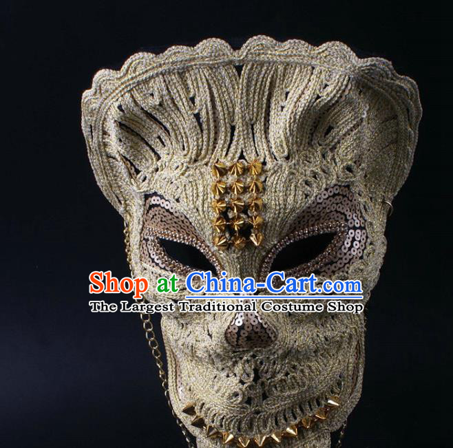 Rio Carnival Headwear Halloween Party Male Cosplay Mask Professional Stage Performance Lace Face Mask