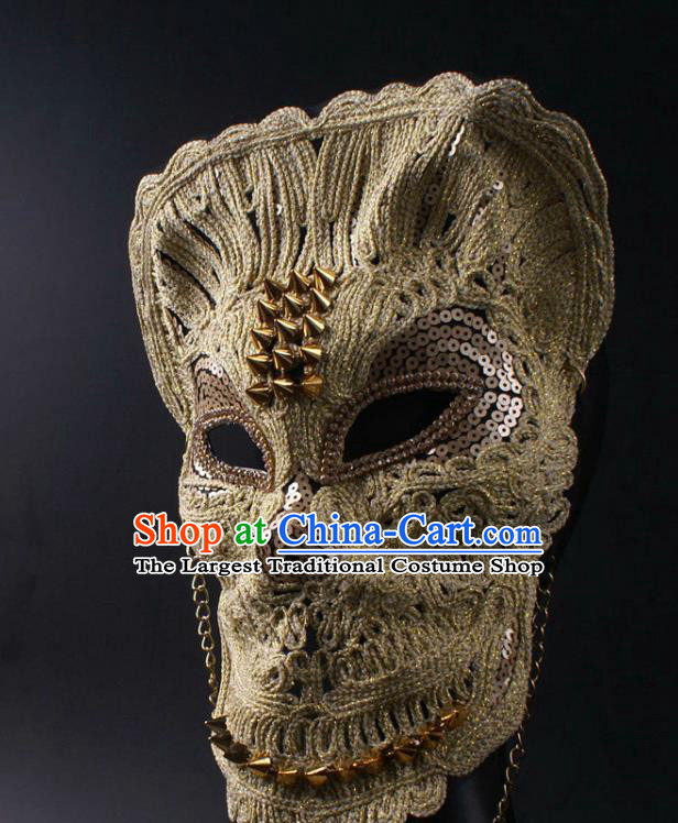 Rio Carnival Headwear Halloween Party Male Cosplay Mask Professional Stage Performance Lace Face Mask