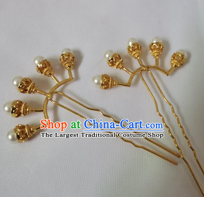 China Traditional Hanfu Hair Accessories Ancient Queen Golden Phoenix Hair Crown Tang Dynasty Empress Hairpin Full Set