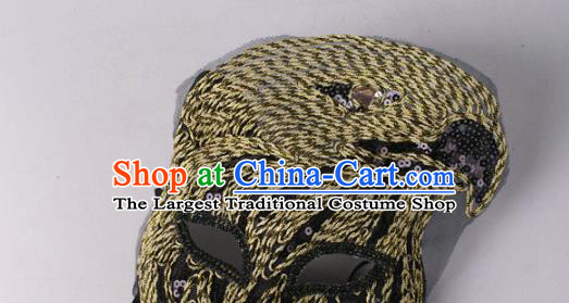 Halloween Party Male Cosplay Eagle Mask Professional Stage Performance Black Tassel Face Mask Rio Carnival Headwear