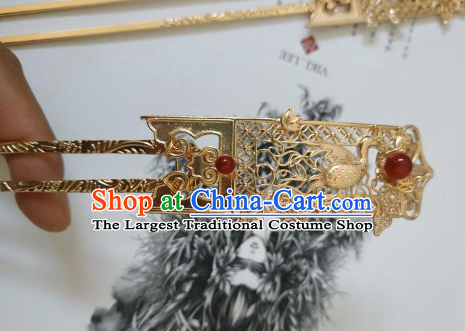 China Ancient Court Queen Hairpin Traditional Hanfu Hair Accessories Tang Dynasty Empress Golden Crane Hair Stick