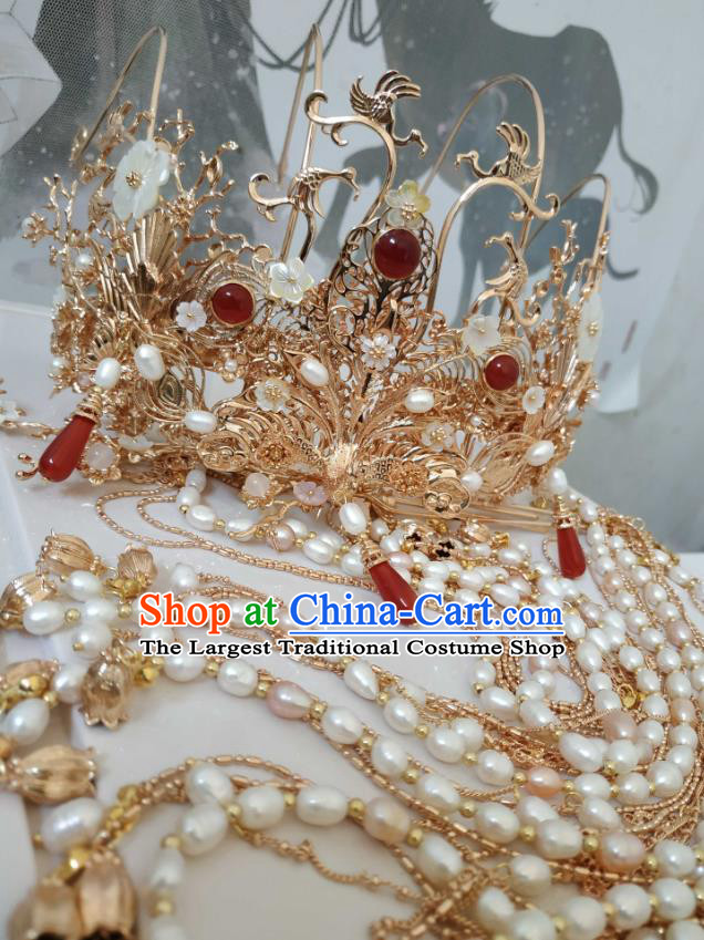 China dynasty silver 24K gold Gilt Cloisonne phoenix empress king Crown hat  cap