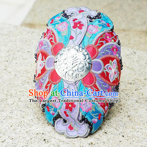China National Woman Embroidered Headwear Handmade Ethnic Dance Headband Yunnan Minority Hair Clasp