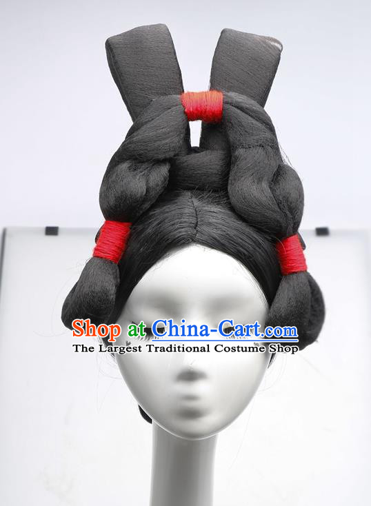 Chinese Tang Dynasty Palace Lady Wigs Ancient Court Maid Hair Chignon Classical Dance Headdress