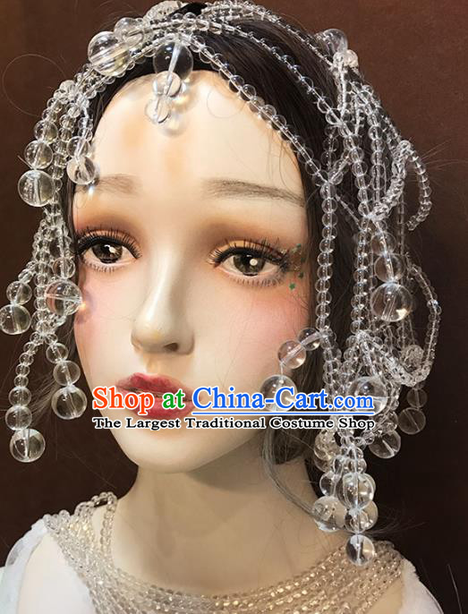 Top Catwalks Performance Hair Accessories Baroque Bride Hair Clasp Stage Show Beads Tassel Hat