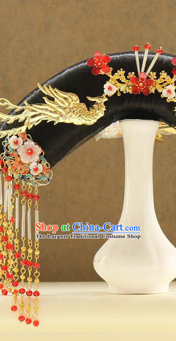 Chinese Ancient Manchu Princess Hair Chignon Drama Treading On Thin Ice Hair Accessories Qing Dynasty Palace Lady Wigs Sheath