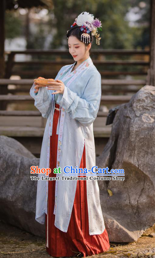 China Traditional Hanfu Garments Song Dynasty Imperial Concubine Historical Clothing Ancient Court Woman Dress Full Set