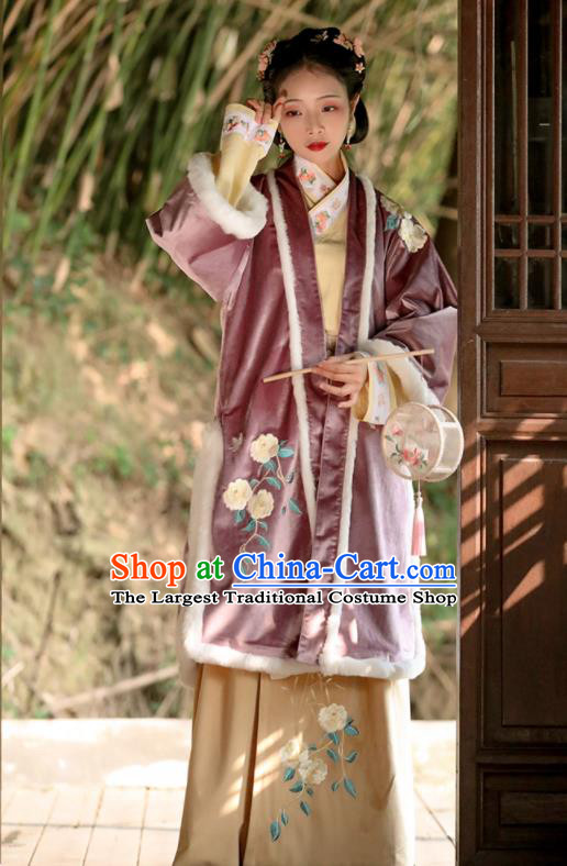 China Ancient Noble Infanta Dress Traditional Winter Hanfu Garments Song Dynasty Palace Princess Historical Clothing
