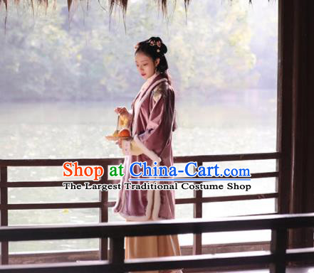 China Ancient Noble Infanta Dress Traditional Winter Hanfu Garments Song Dynasty Palace Princess Historical Clothing