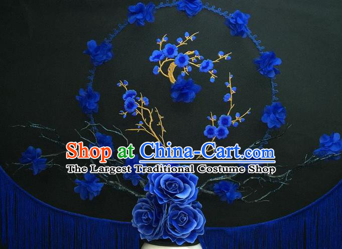 Chinese Handmade Fashion Show Giant Hair Crown Traditional Stage Court Embroidered Plum Top Hat Cheongsam Catwalks Deluxe Tassel Headwear